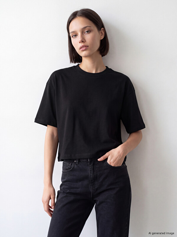 LCW Comfort Bisiklet Yaka Soft Touch Kadın Tişört