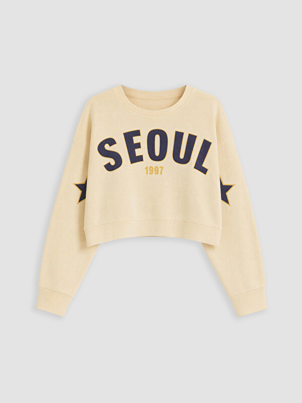 LCW Kids Baskılı Kız Çocuk Kalın Sweatshirt