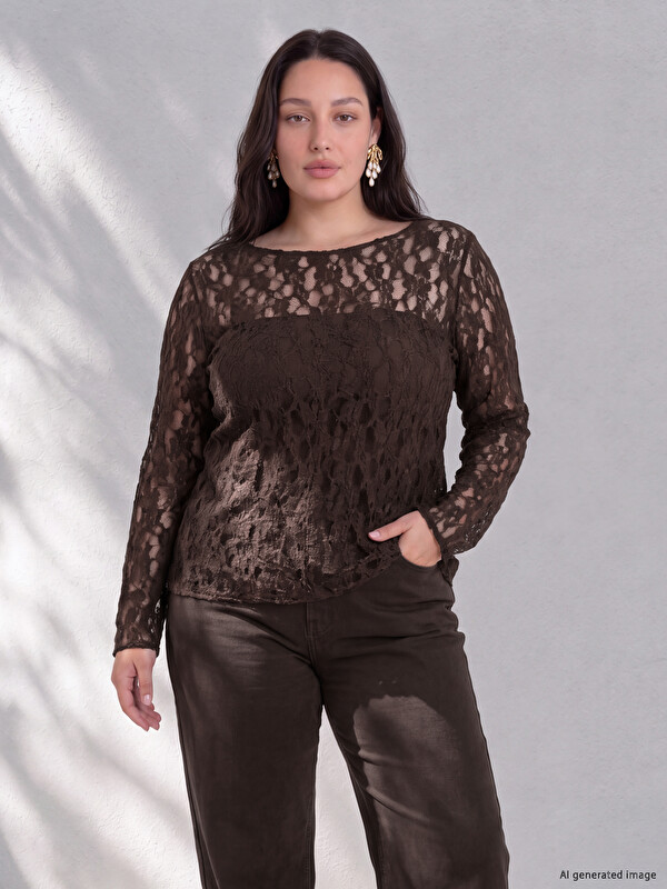 LCW Curve Woman Brown Blouse