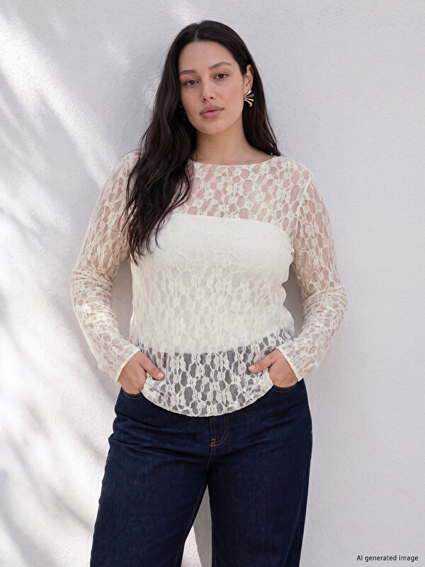 LCW Curve Plus Size Lace Blouse