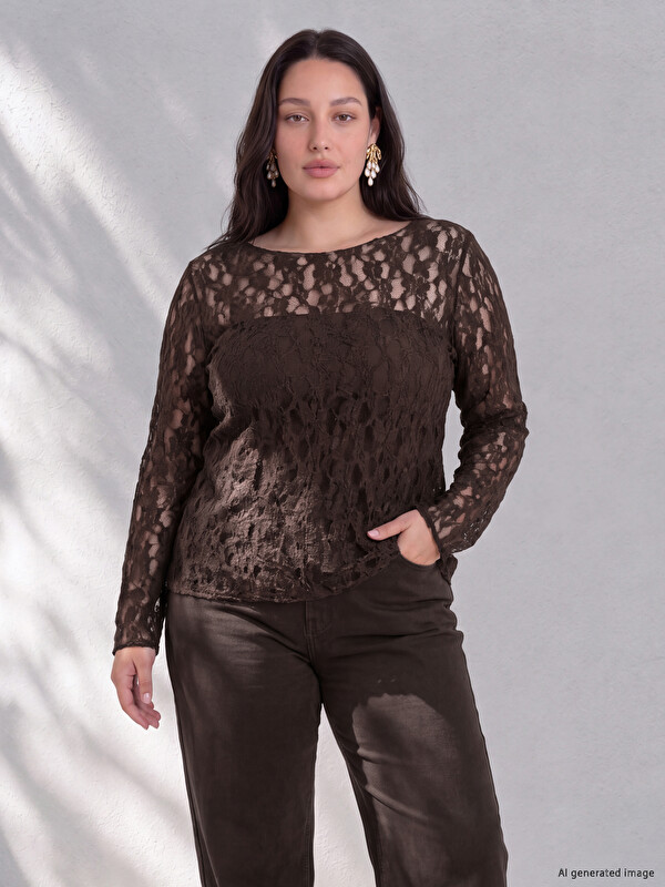 LCW Curve Plus Size Lace Blouse