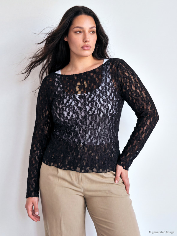 LCW Curve Plus Size Lace Blouse
