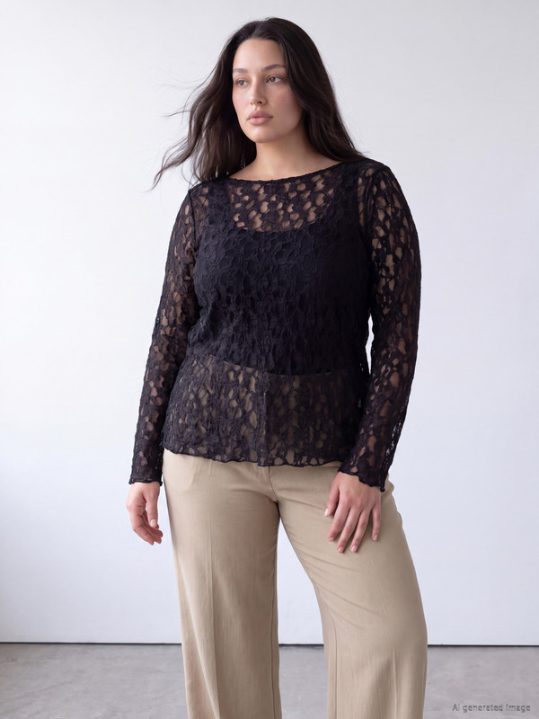 LCW Curve Plus Size Lace Blouse