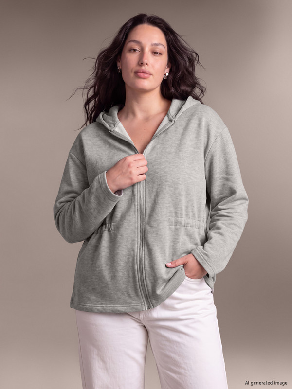 LCW Curve Plus Size Women's Zip Sweatshirt