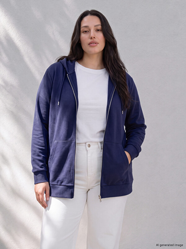 LCW Curve Büyük Beden Kadın Fermuarlı Sweatshirt