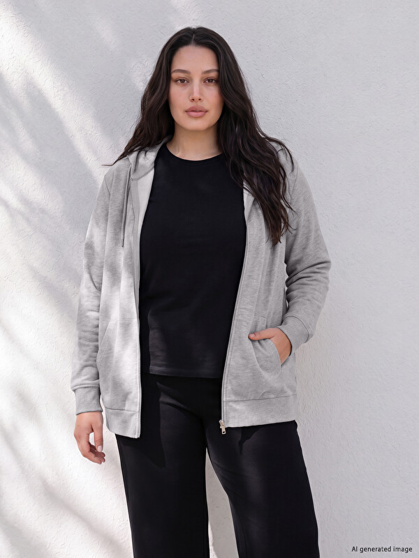 LCW Curve Bluzë sportive me zinxhir madhësi plus për gra