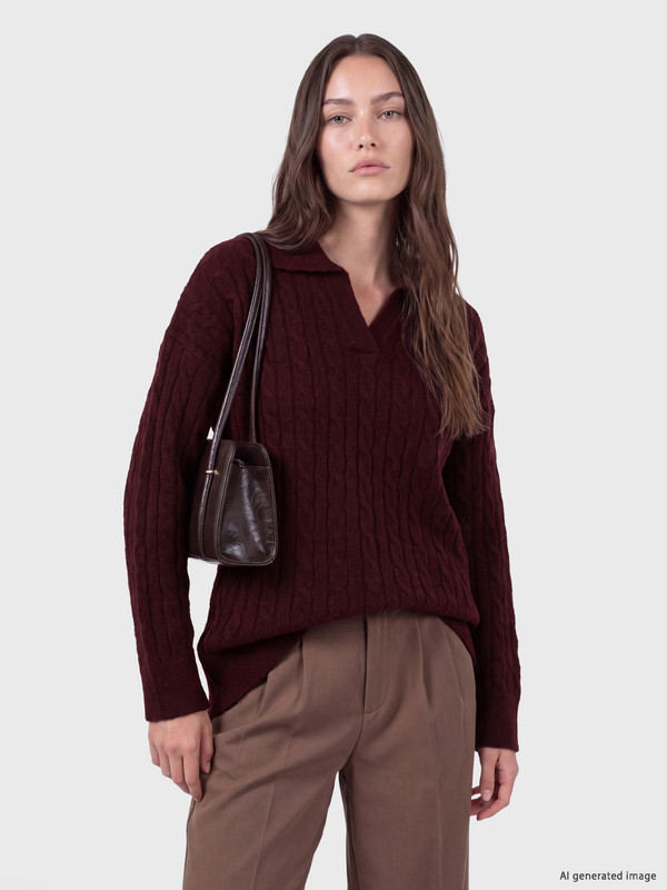 LCW Modest Pulovër triko me motive me jakë polo për gra
