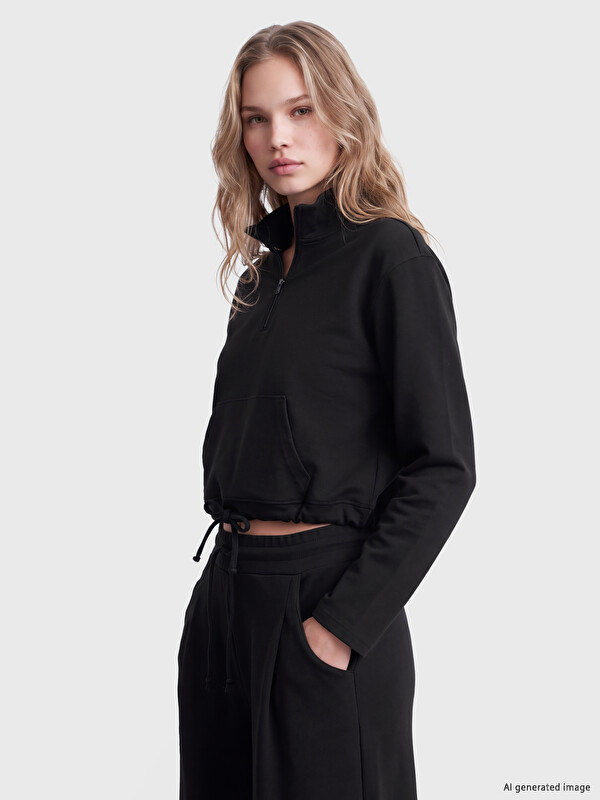 LCW Vision Mock Neck Ruched Women's Sweatshirt