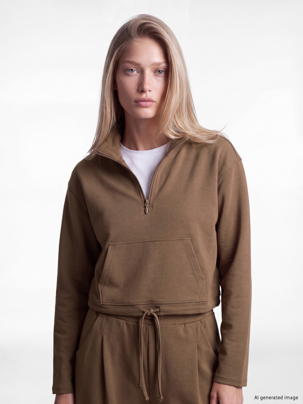LCW Vision Mock Neck Ruched Women's Sweatshirt