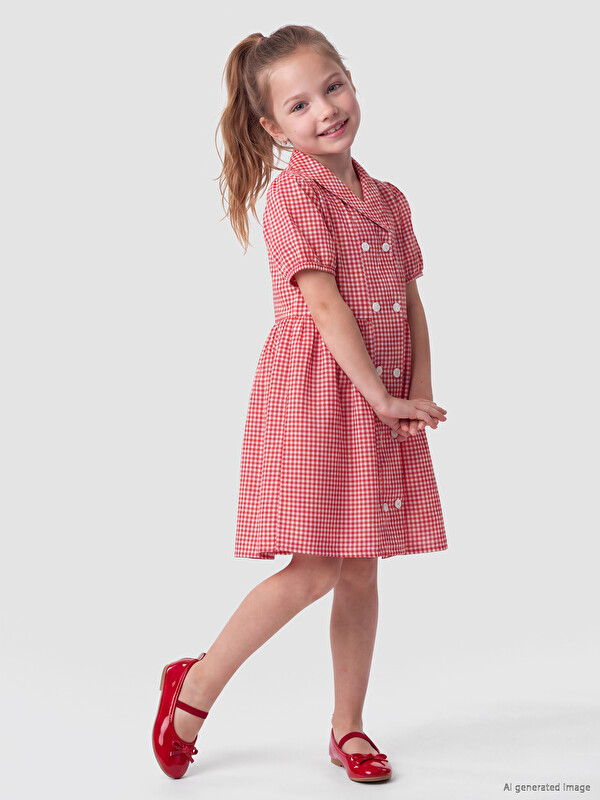 LCW Kids Rochie cu Carouri cu Decolteu în V pentru Fete