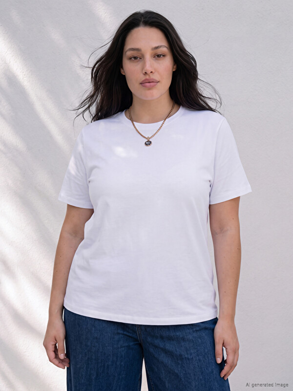 LCW Curve Plus Size %100 Cotton Women's T-Shirt 2-pack