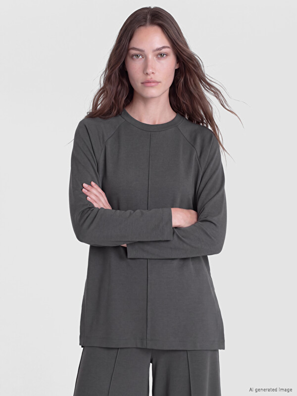 LCW Modest Soft Touch Oversize Kadın Sweatshirt Tunik