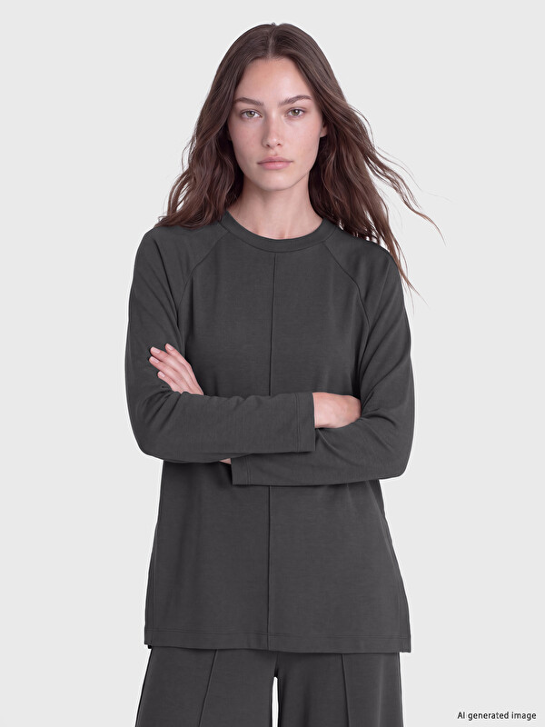 LCW Modest Soft Touch Oversize Women's Sweatshirt Tunic