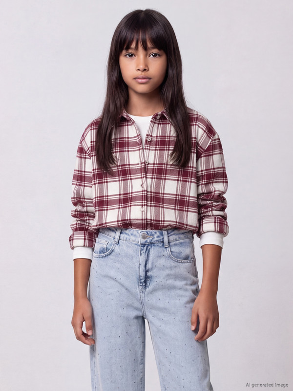 LCW Kids Plaid Gabardine Girls' Shirt