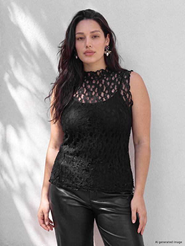 LCW Curve Plus Size Lace Blouse