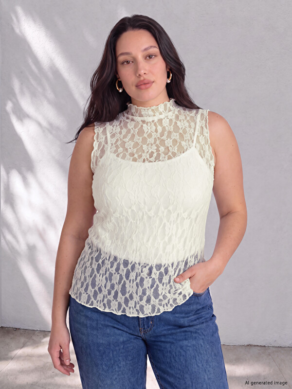 LCW Curve Plus Size Lace Blouse