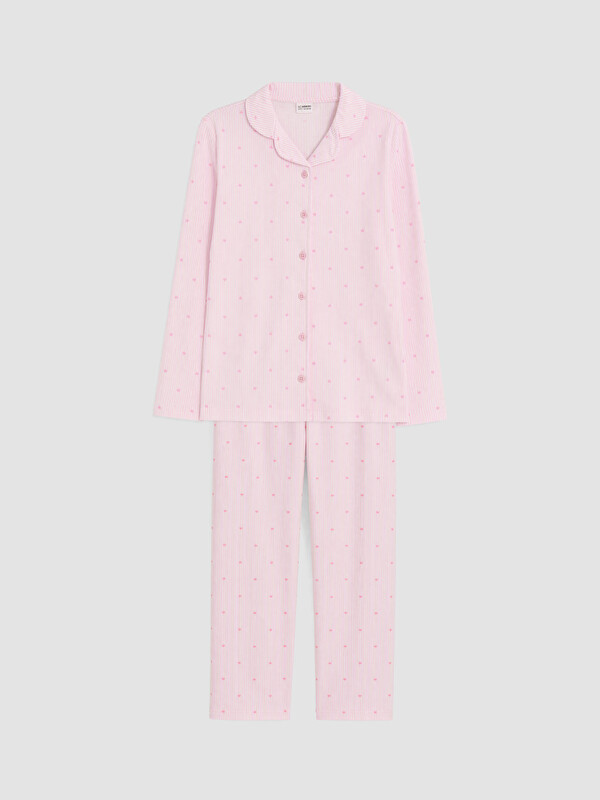 LCW Kids Gömlek Yaka Kız Çocuk Pijama Takım