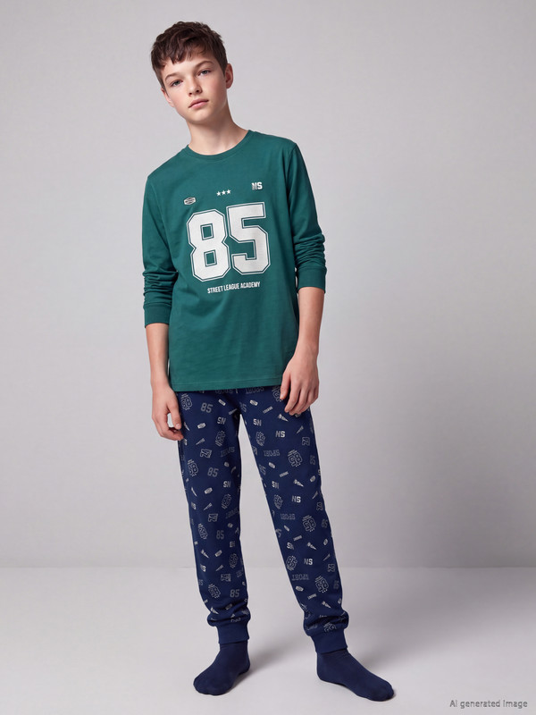LCW Kids Crew Neck Boys' Pyjamas Set