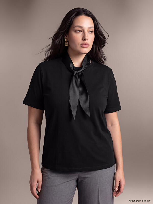 LCW Curve Bluză Plus Size cu Guler cu Panglică