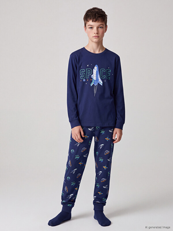LCW Kids Printed Boys' Pyjamas Set