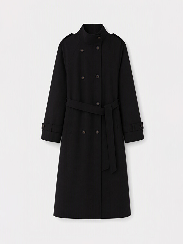 LCW Modest ترانشكوت أسود امرأة