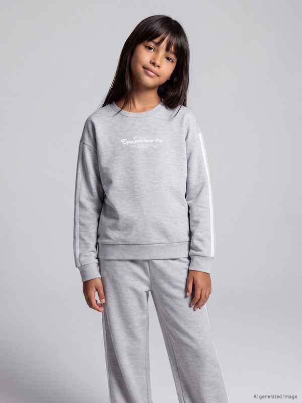 LCW Kids Baskılı Kız Çocuk Soft Touch Sweatshirt