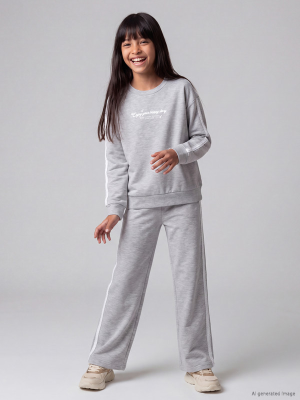 LCW Kids Printed Girls' Soft Touch Tracksuit Set