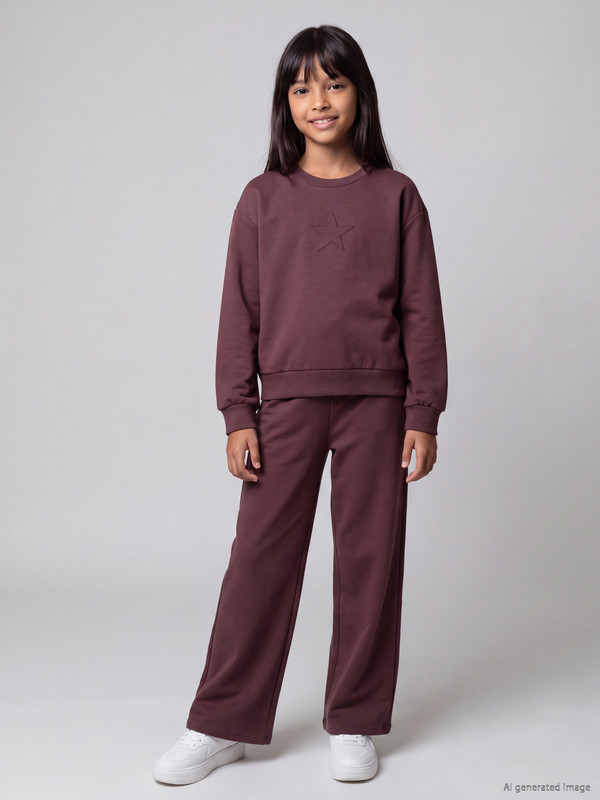 LCW Kids Embroidered Girls' Soft Touch Tracksuit Set