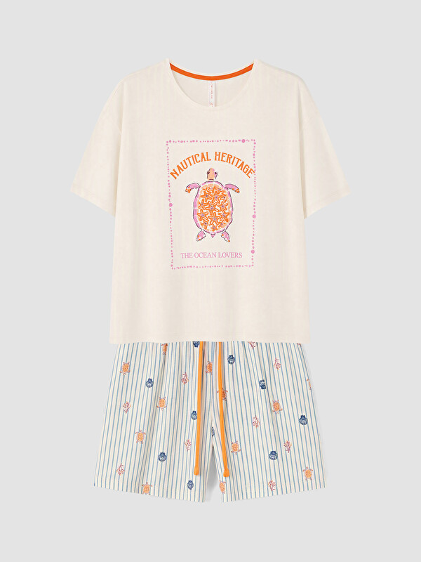 LCW DREAM Printed Women's Shortie Pyjamas Set