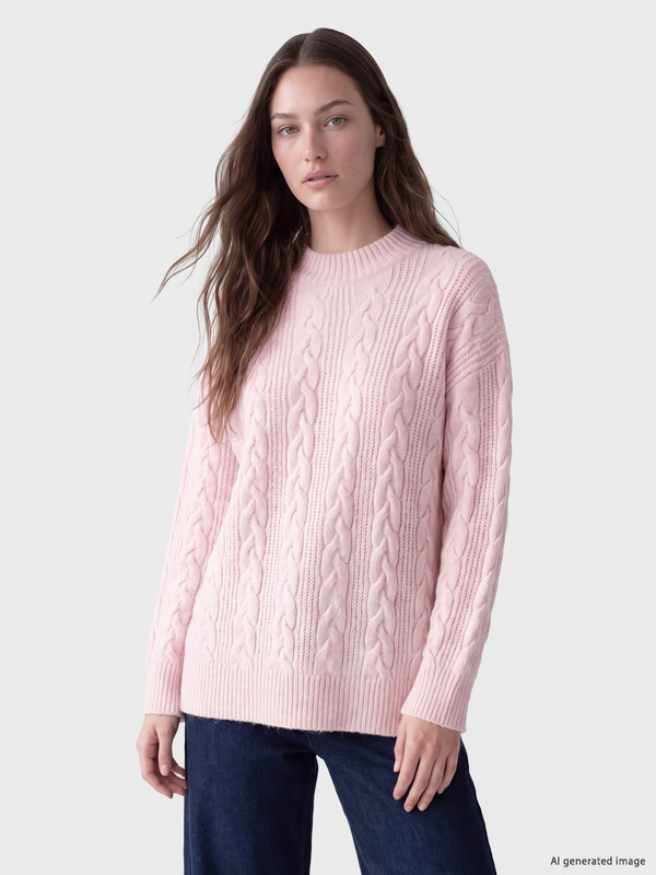 LCW Modest Cable Knit Patterned Collar Women's Tunic