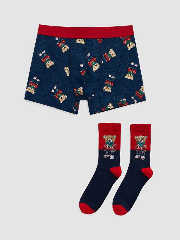 LC WAIKIKI Yılbaşı Temalı Erkek Boxer ve Çorap