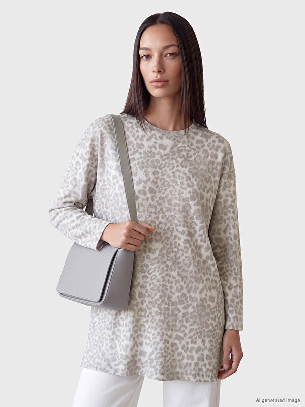 LCW EVERYDAY Leopard Print %100 Cotton Women's Tunic