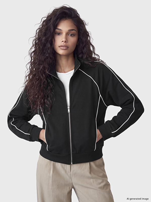 XSIDE Striped Oversize Women's Zippered Sweatshirt