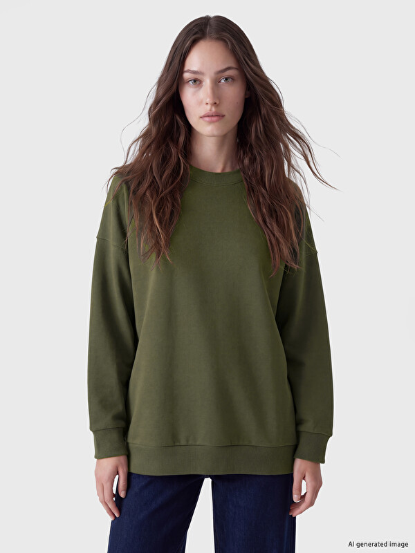 LCW Modest Oversize Kadın Kalın Sweatshirt Tunik