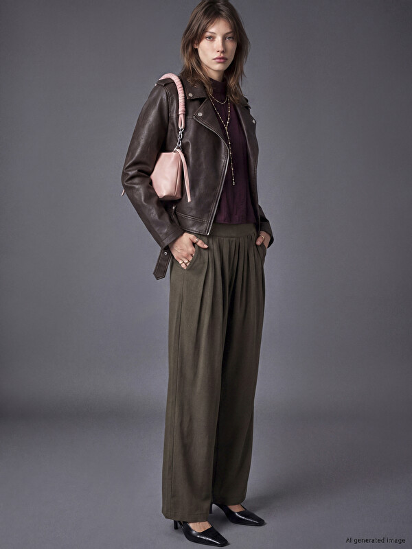 LCW Modest Regular Fit Kadın Pileli Kumaş Pantolon