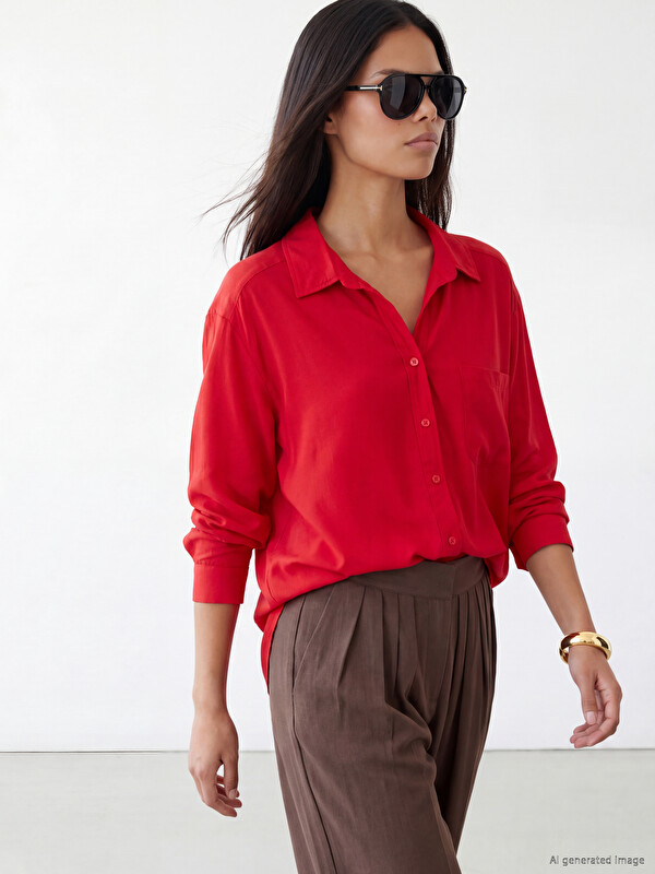 LCW Modest Modal Karışımlı Oversize Kadın Gömlek