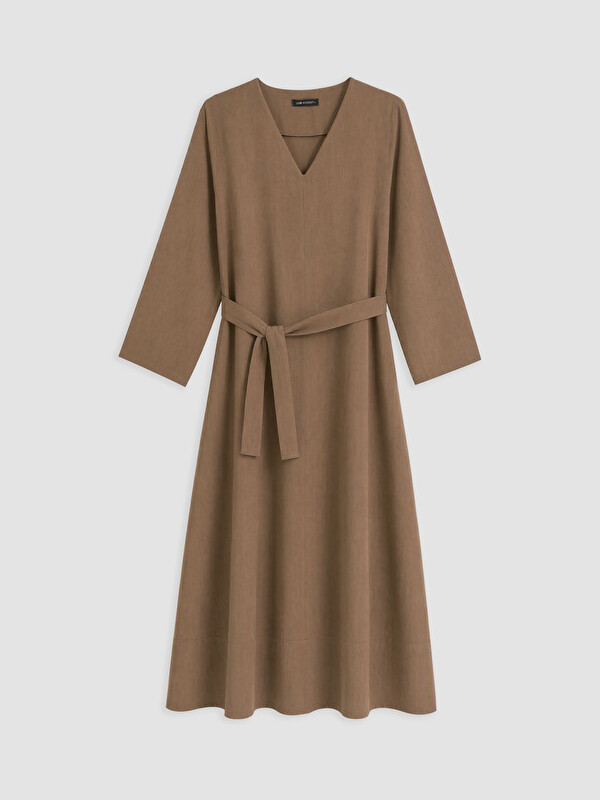 LCW Modest V Yaka Kuşaklı Elbise