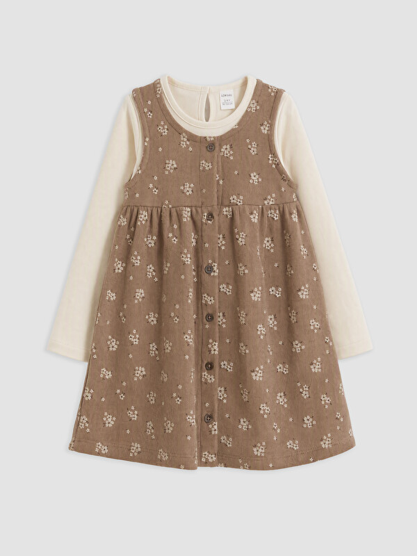 LCW baby Crew Neck Flowered Baby Girls' Dress