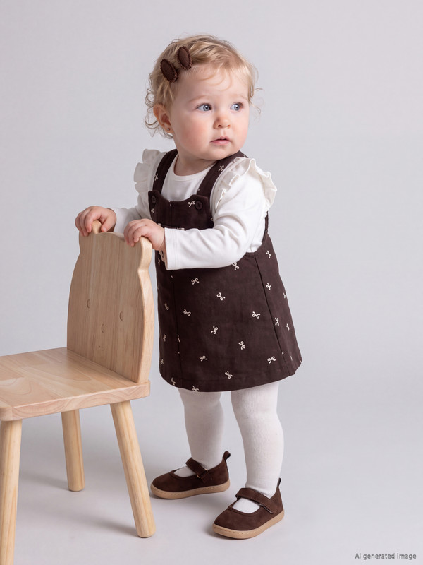 LCW baby Bowed Baby Girls' Pinafore Dress and T-shirt