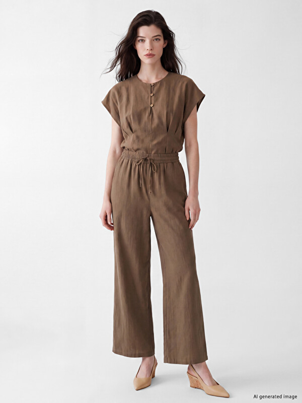 LCW Comfort Beli Lastikli Geniş Paça Kadın Pantolon