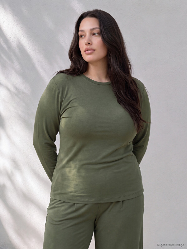 LCW Curve Plus Size Crew Neck Women's T-Shirt