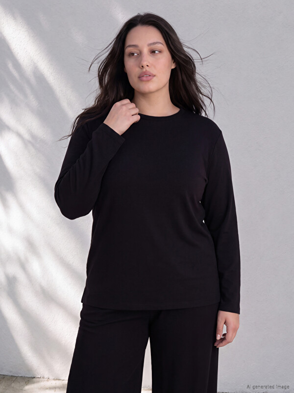 LCW Curve Plus Size Crew Neck Women's T-Shirt