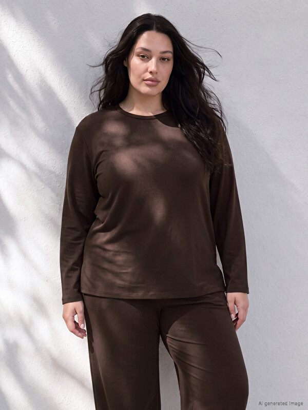 LCW Curve Plus Size Crew Neck Women's T-Shirt