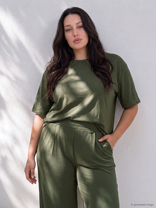 LCW Curve Plus Size Crew Neck Women's T-Shirt