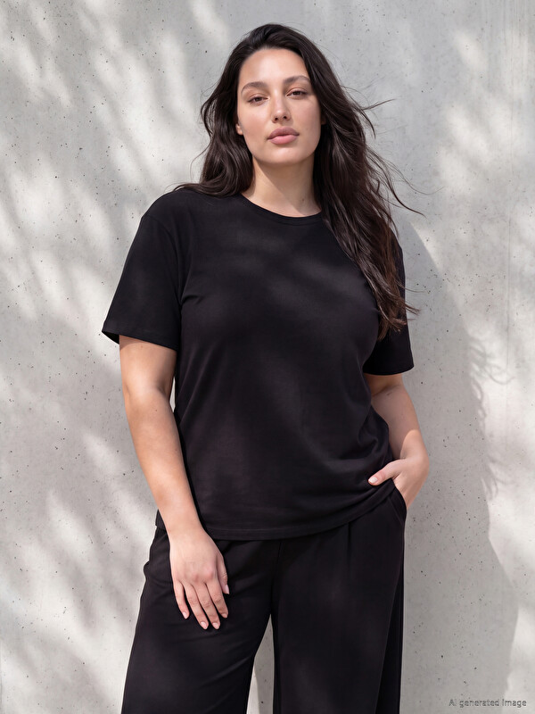 LCW Curve Plus Size Crew Neck Women's T-Shirt