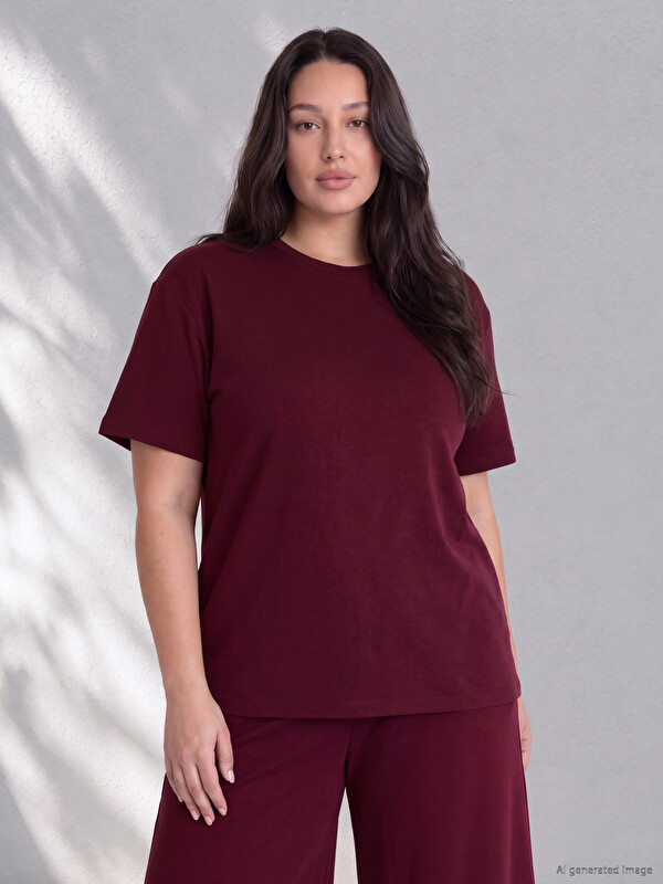LCW Curve Plus Size Crew Neck Women's T-Shirt