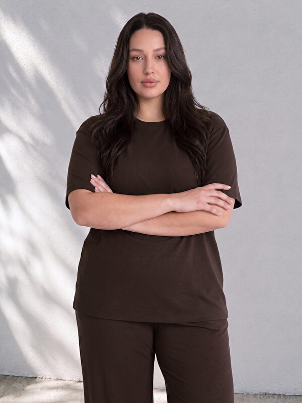 LCW Curve Plus Size Crew Neck Women's T-Shirt