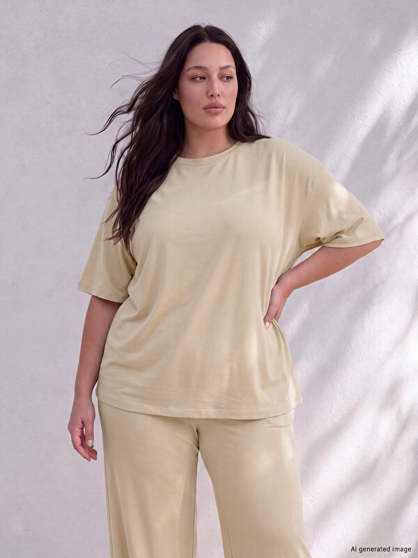 LCW Curve Plus Size Crew Neck Women's T-Shirt