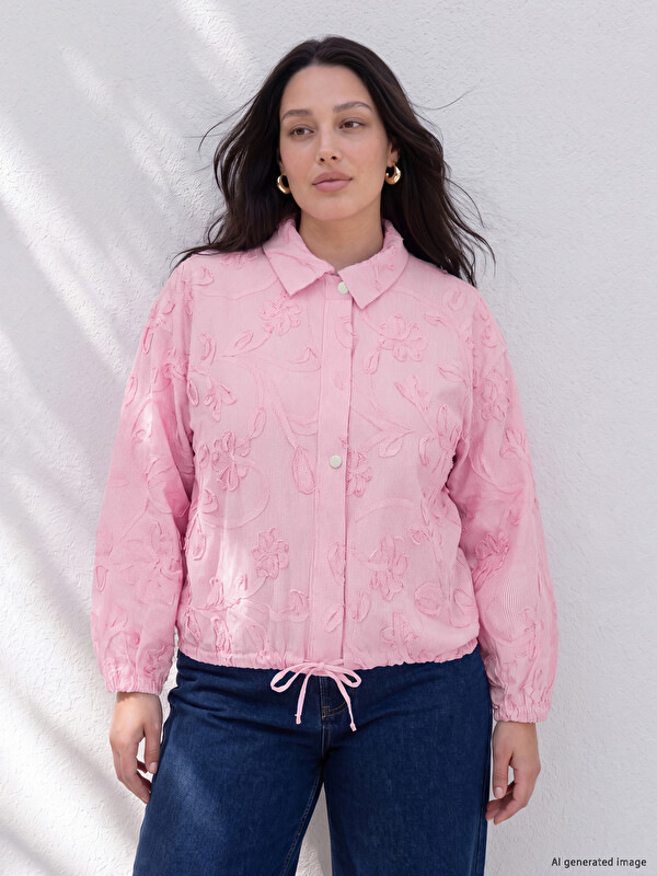 LCW Curve Plus Size Embroidered Women's Jacket