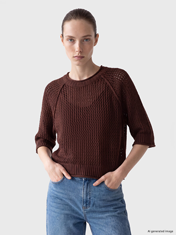 LCW Comfort Bisiklet Yaka Ajurlu Kadın Triko Kazak